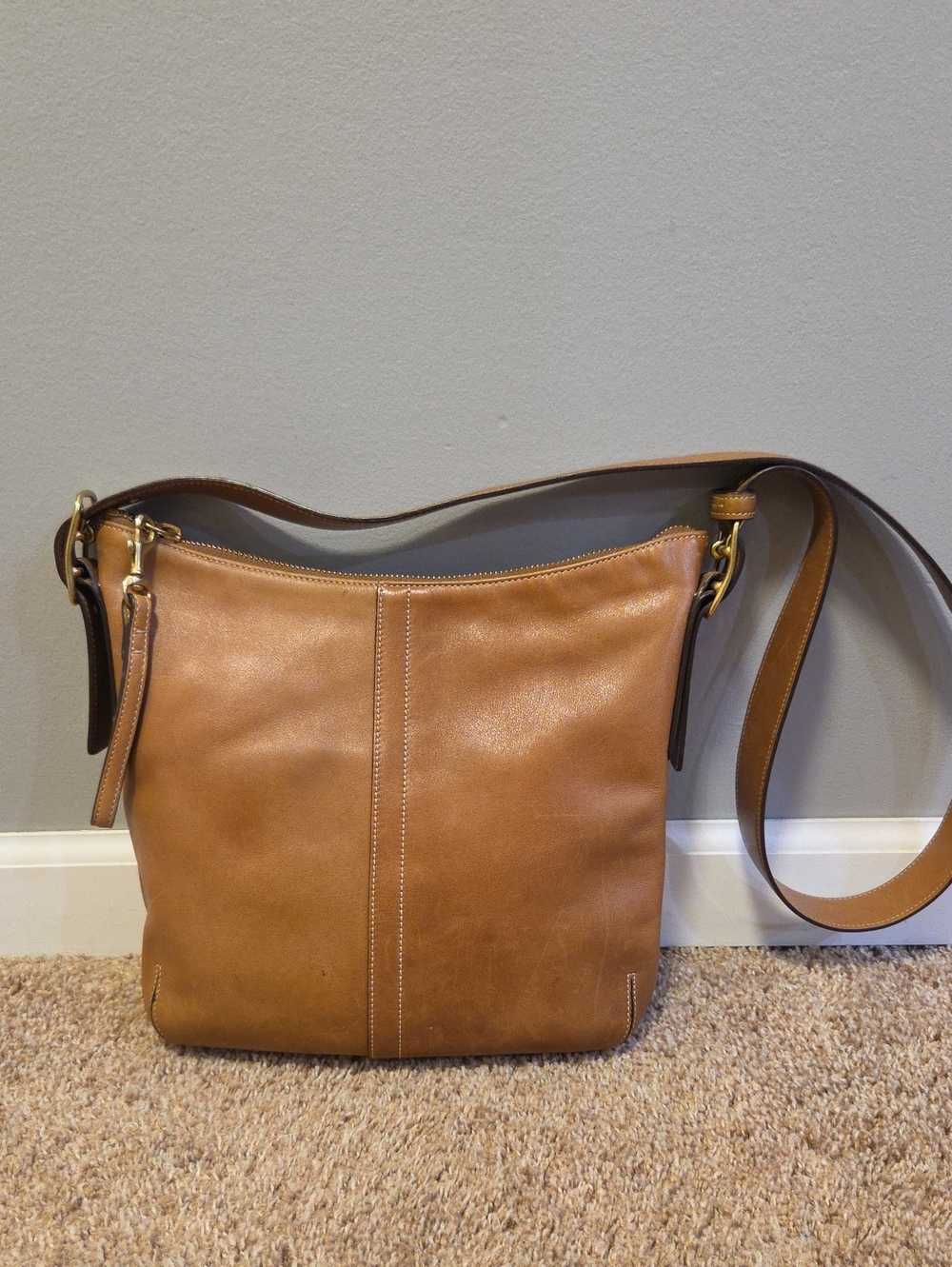 COACH Vintage Legacy Leather Slim Duffle British Tan  Converible Bag 9328